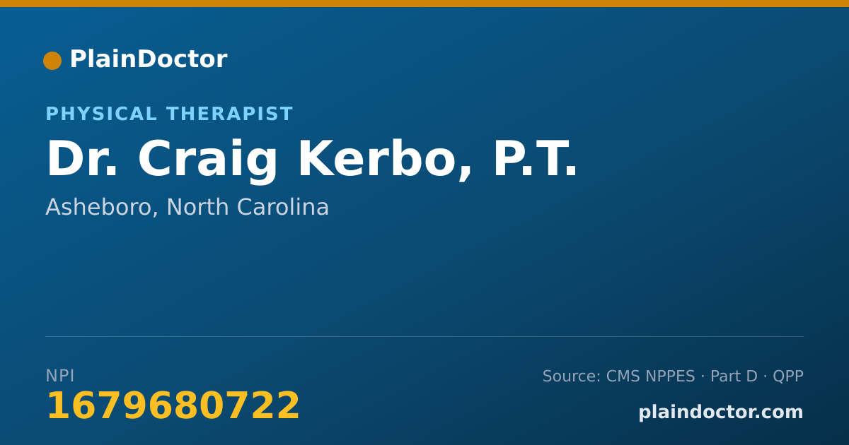 Shareable card for Craig Kerbo, P.T. - Physical Therapist, Asheboro, NC