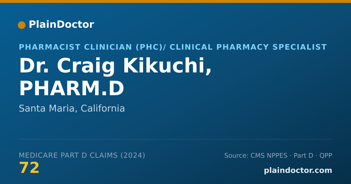 Shareable card for Craig Kikuchi, PHARM.D - Pharmacist, Santa Maria, CA
