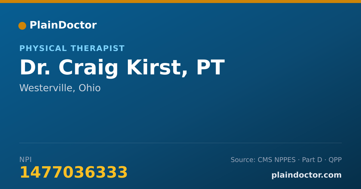Shareable card for Craig Kirst, PT - Physical Therapist, Westerville, OH