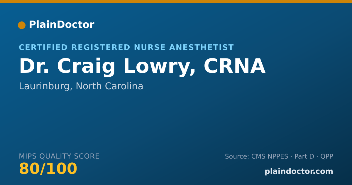 Shareable card for Craig Lowry, CRNA - Certified Registered Nurse Anesthetist, Laurinburg, NC