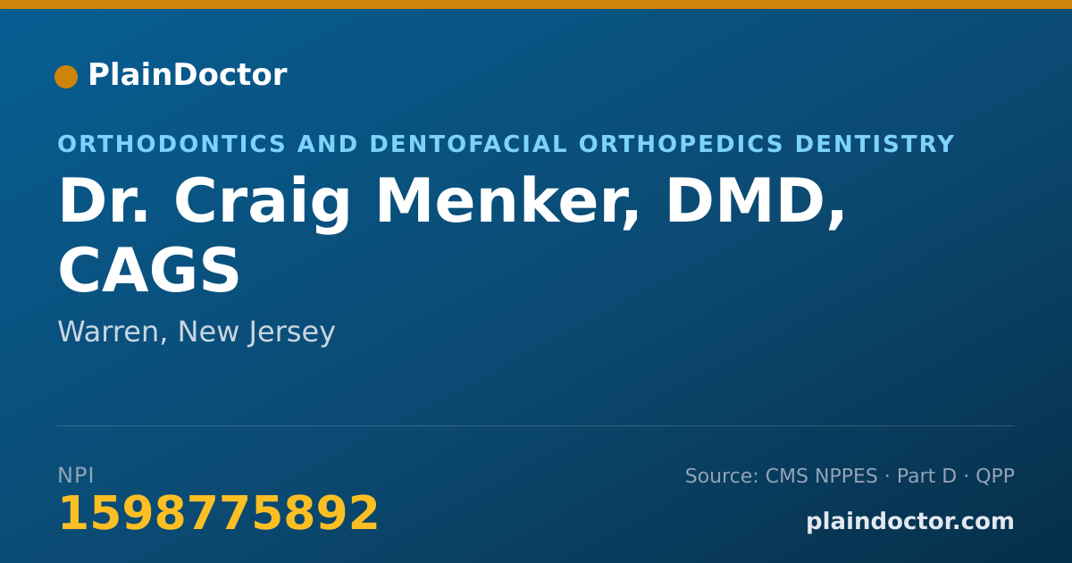 Shareable card for Craig Menker, DMD, CAGS - Orthodontics and Dentofacial Orthopedics Dentistry, Warren, NJ