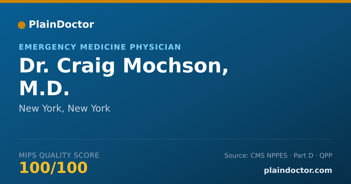 Shareable card for Craig Mochson, M.D. - Emergency Medicine Physician, New York, NY
