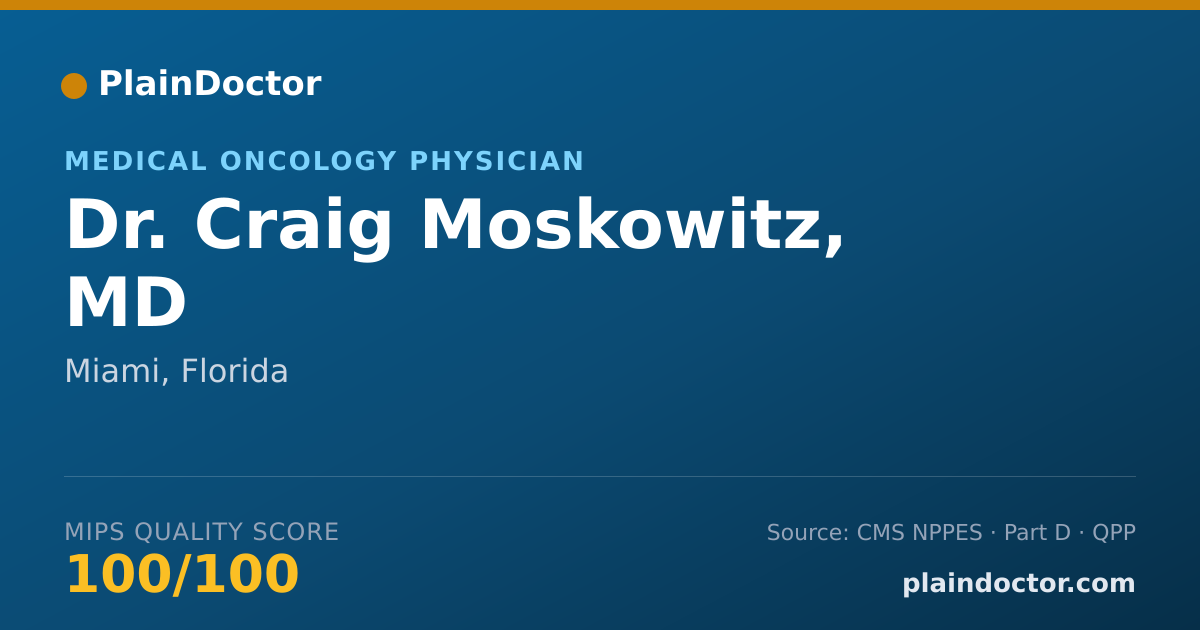 Shareable card for Craig Moskowitz, MD - Medical Oncology Physician, Miami, FL
