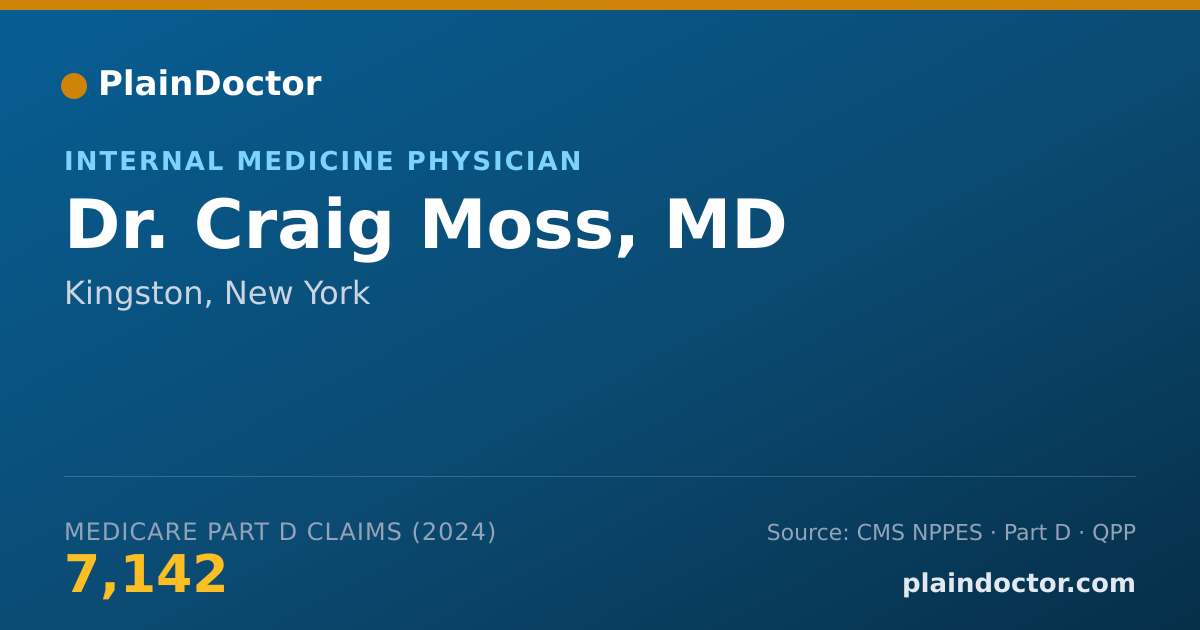 Shareable card for Craig Moss, MD - Internal Medicine Physician, Kingston, NY