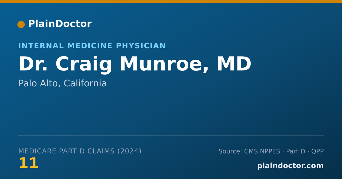 Shareable card for Craig Munroe, MD - Internal Medicine Physician, Palo Alto, CA