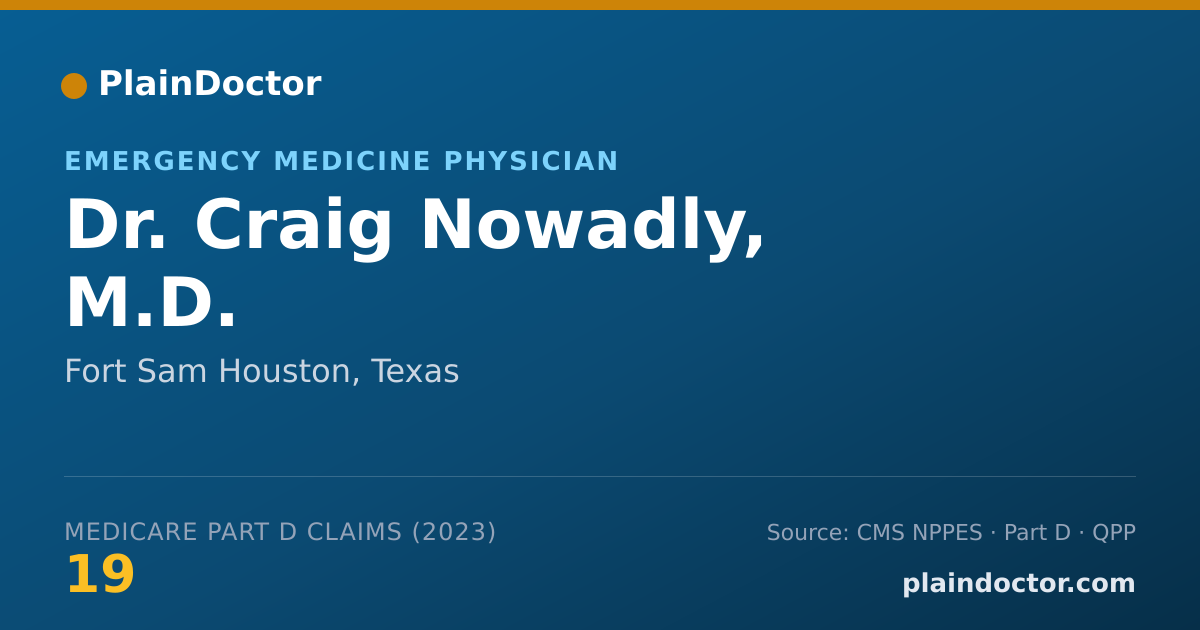 Shareable card for Craig Nowadly, M.D. - Emergency Medicine Physician, Fort Sam Houston, TX