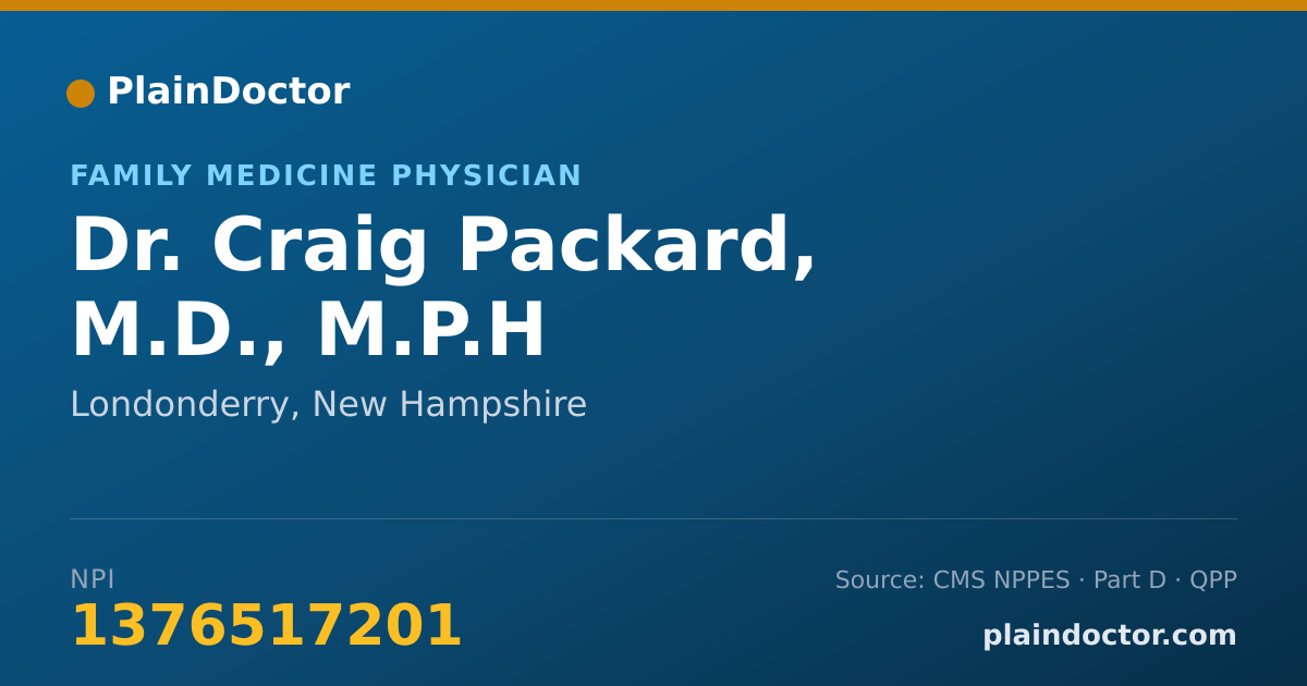 Shareable card for Craig Packard, M.D., M.P.H - Family Medicine Physician, Londonderry, NH