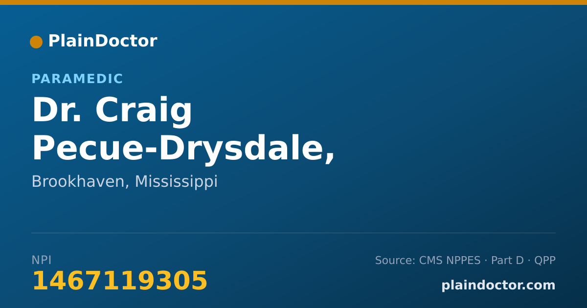 Shareable card for Craig Pecue-Drysdale, NREMT-P - Paramedic, Brookhaven, MS
