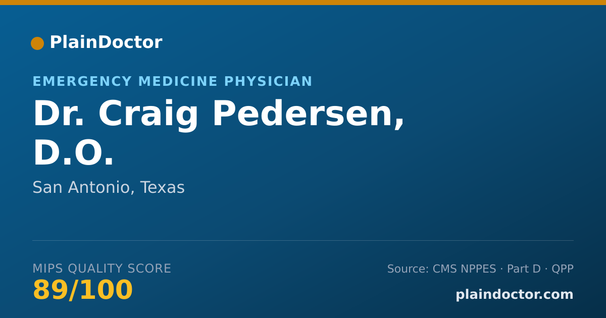 Shareable card for Craig Pedersen, D.O. - Emergency Medicine Physician, San Antonio, TX