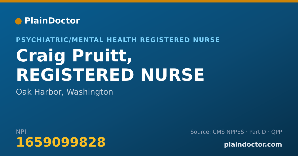 Shareable card for Craig Pruitt, REGISTERED NURSE - Psychiatric/Mental Health Registered Nurse, Oak Harbor, WA