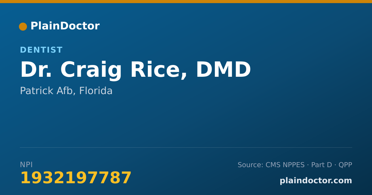 Shareable card for Craig Rice, DMD - Dentist, Patrick Afb, FL