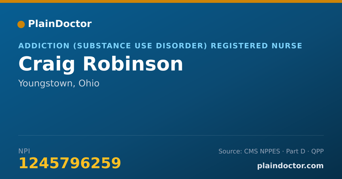 Shareable card for Craig Robinson - Addiction (Substance Use Disorder) Registered Nurse, Youngstown, OH