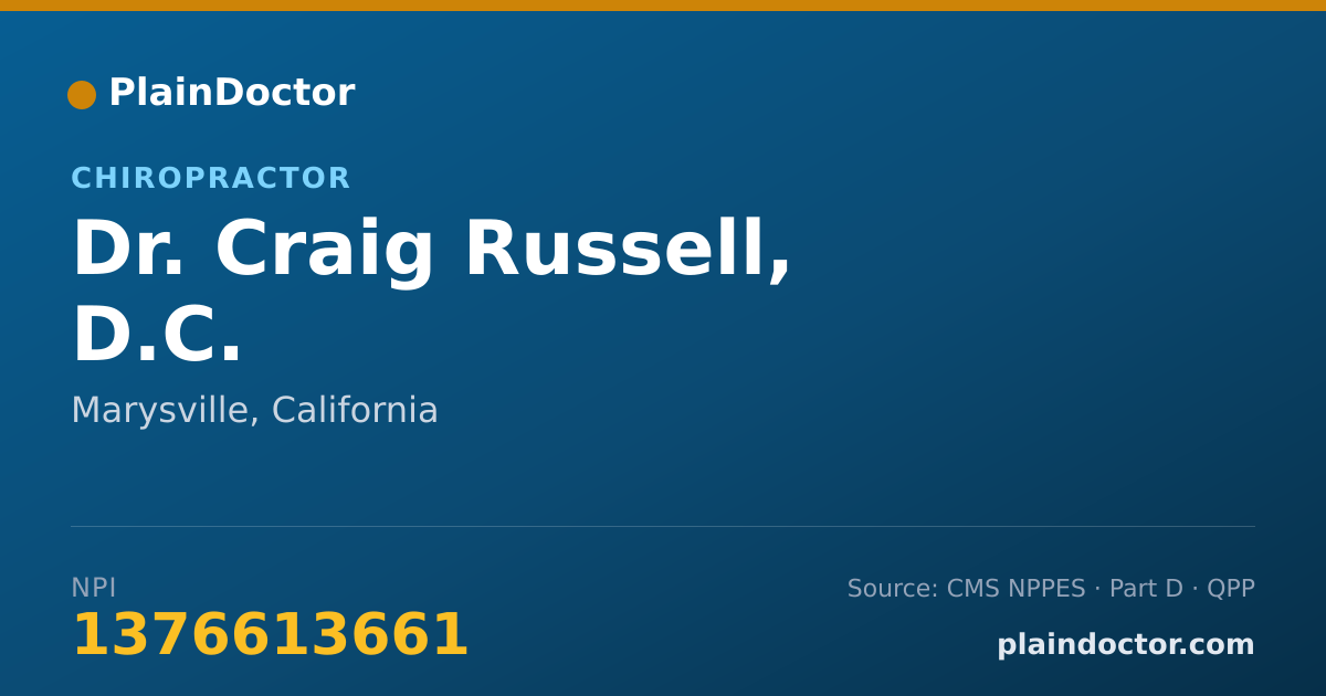 Shareable card for Craig Russell, D.C. - Chiropractor, Marysville, CA