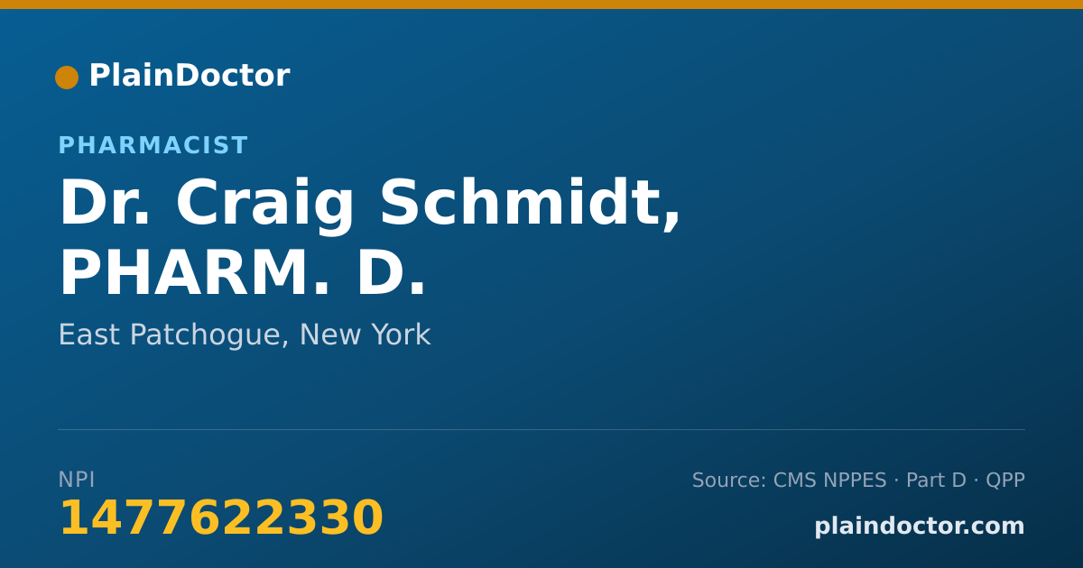Shareable card for Craig Schmidt, PHARM. D. - Pharmacist, East Patchogue, NY