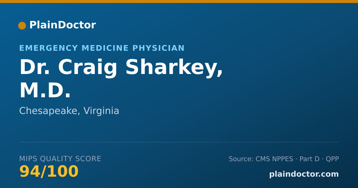 Shareable card for Craig Sharkey, M.D. - Emergency Medicine Physician, Chesapeake, VA