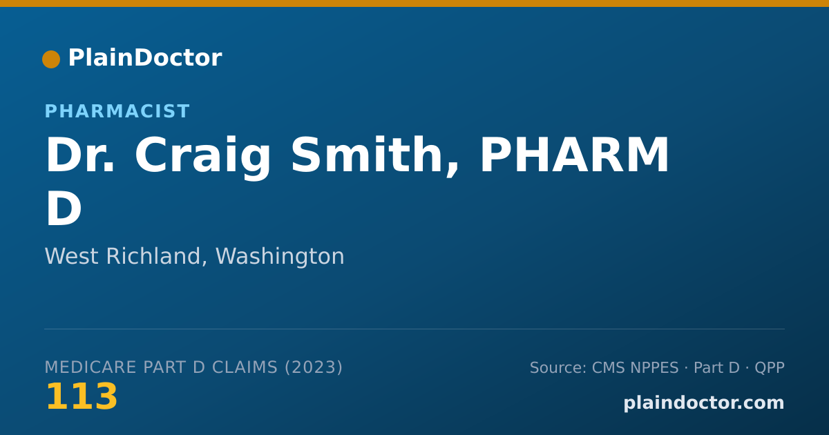 Shareable card for Craig Smith, PHARM D - Pharmacist, West Richland, WA