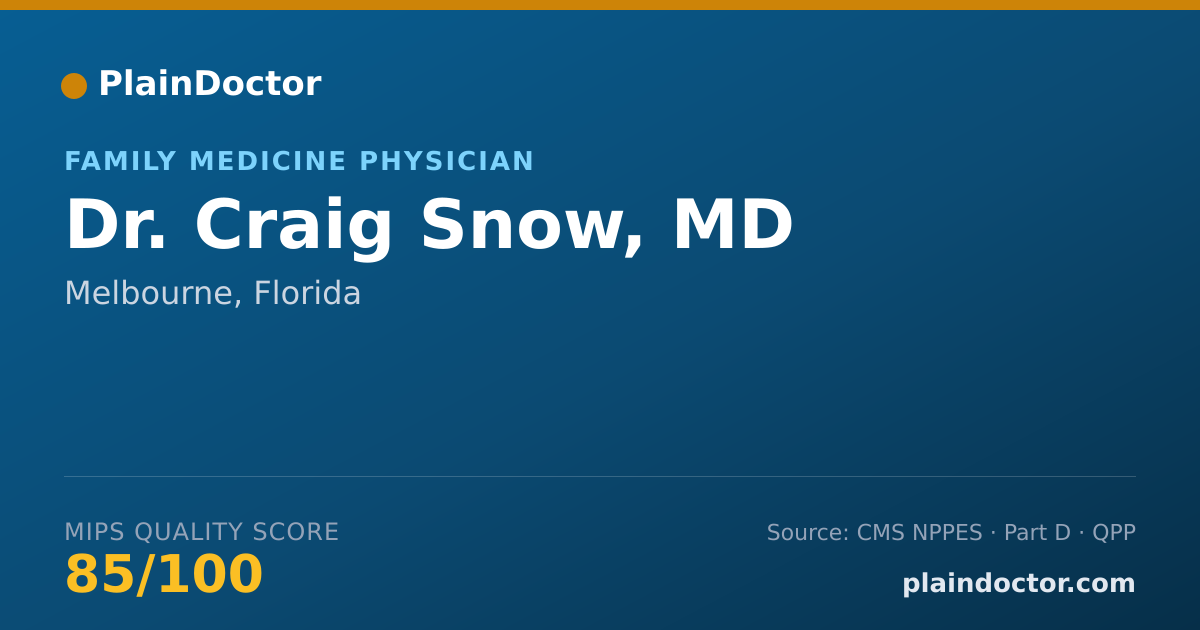 Shareable card for Craig Snow, MD - Family Medicine Physician, Melbourne, FL