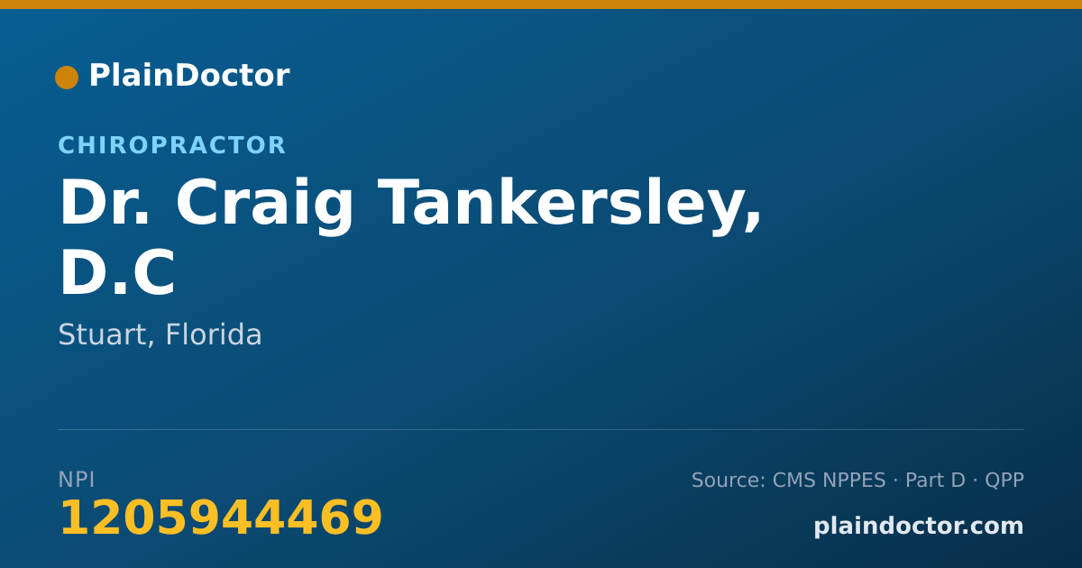 Shareable card for Craig Tankersley, D.C - Chiropractor, Stuart, FL