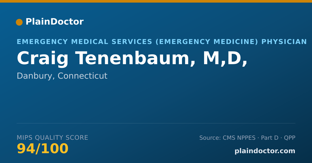 Shareable card for Craig Tenenbaum, M,D, - Emergency Medical Services (Emergency Medicine) Physician, Danbury, CT