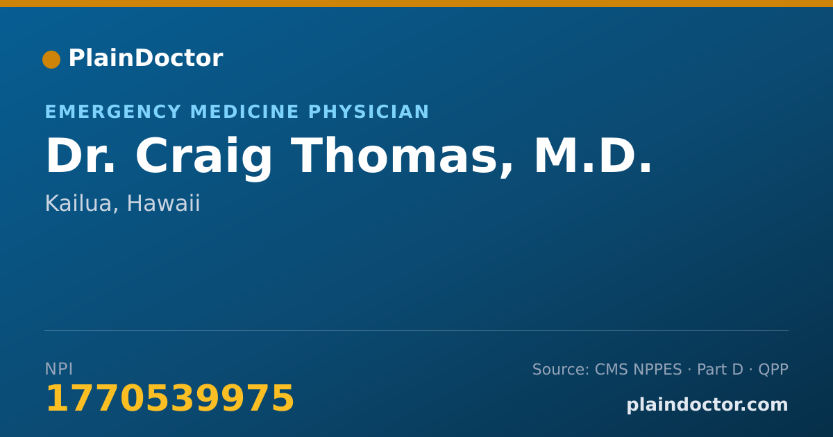 Shareable card for Craig Thomas, M.D. - Emergency Medicine Physician, Kailua, HI