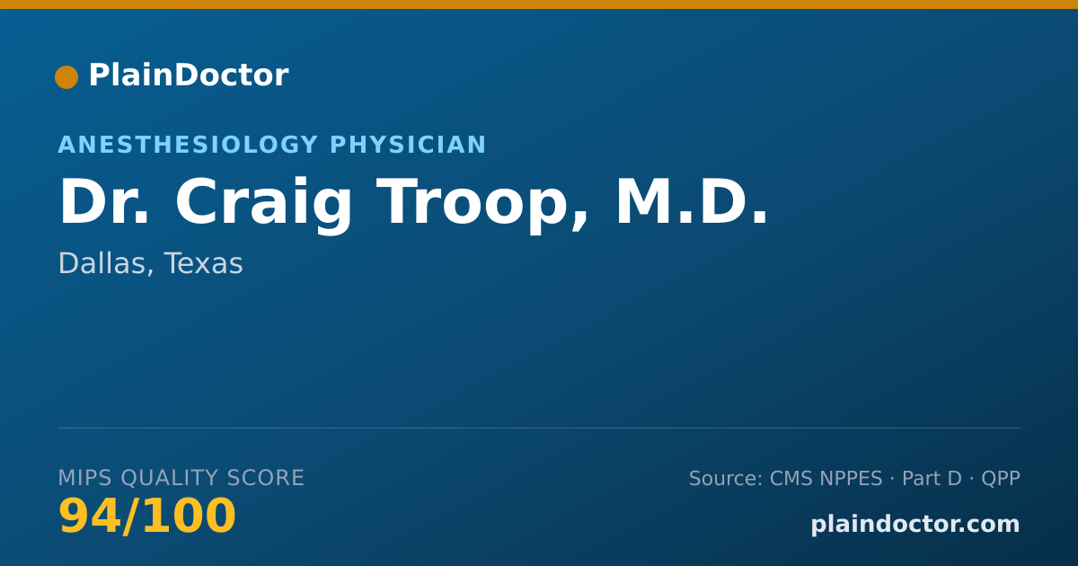 Shareable card for Craig Troop, M.D. - Anesthesiology Physician, Dallas, TX