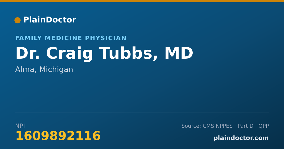 Shareable card for Craig Tubbs, MD - Family Medicine Physician, Alma, MI