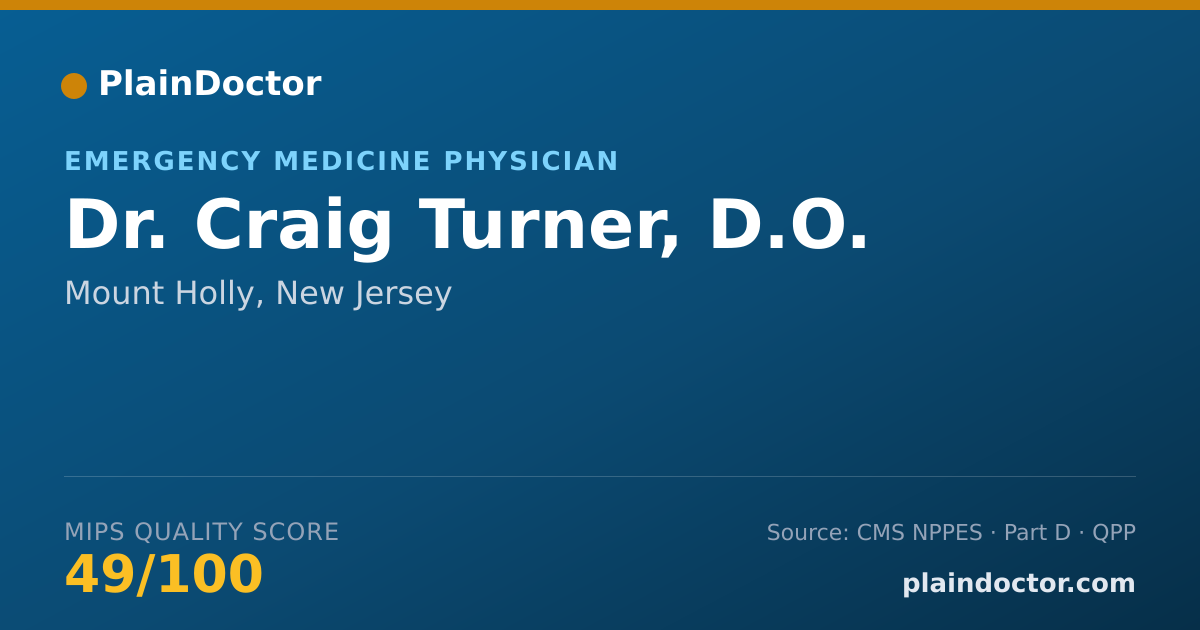 Shareable card for Craig Turner, D.O. - Emergency Medicine Physician, Mount Holly, NJ