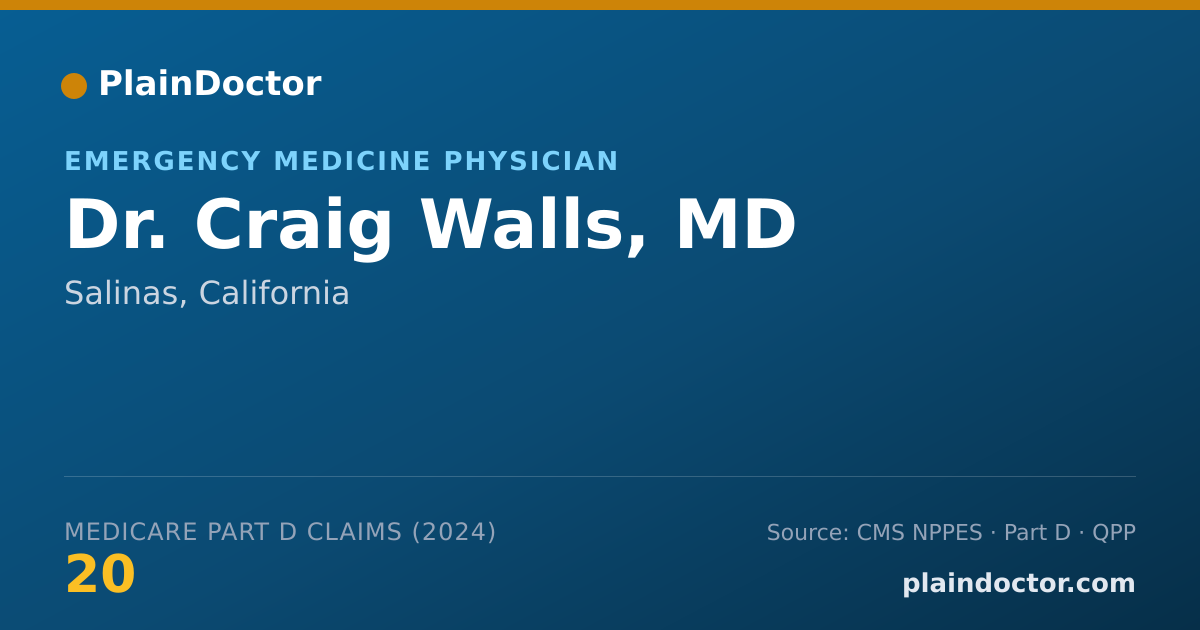 Shareable card for Craig Walls, MD - Emergency Medical Services (Emergency Medicine) Physician, Salinas, CA