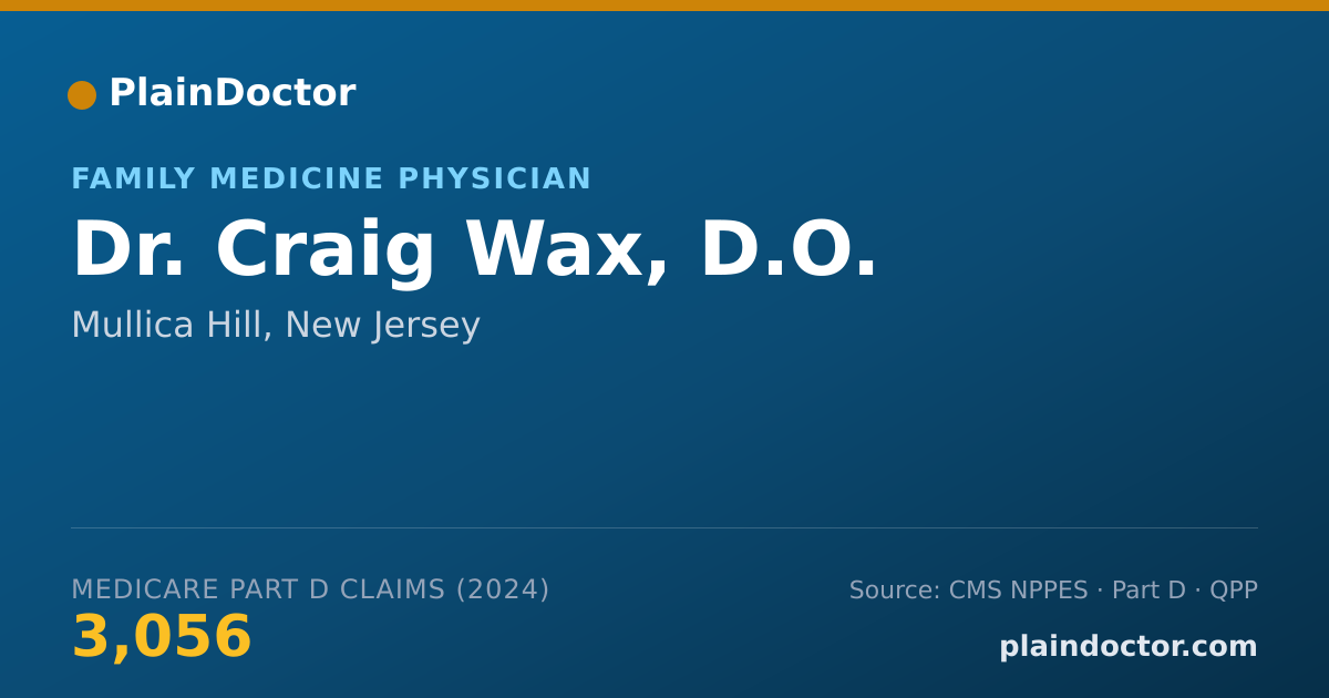 Shareable card for Craig Wax, D.O. - Family Medicine Physician, Mullica Hill, NJ