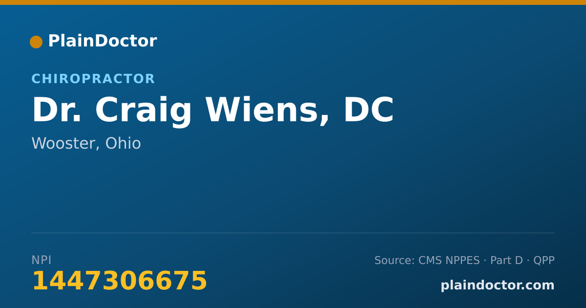 Shareable card for Craig Wiens, DC - Chiropractor, Wooster, OH