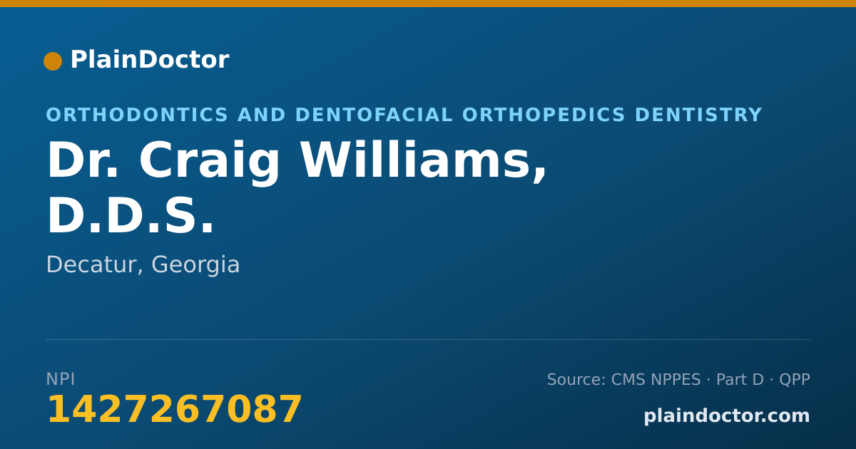 Shareable card for Craig Williams, D.D.S. - Orthodontics and Dentofacial Orthopedics Dentistry, Decatur, GA