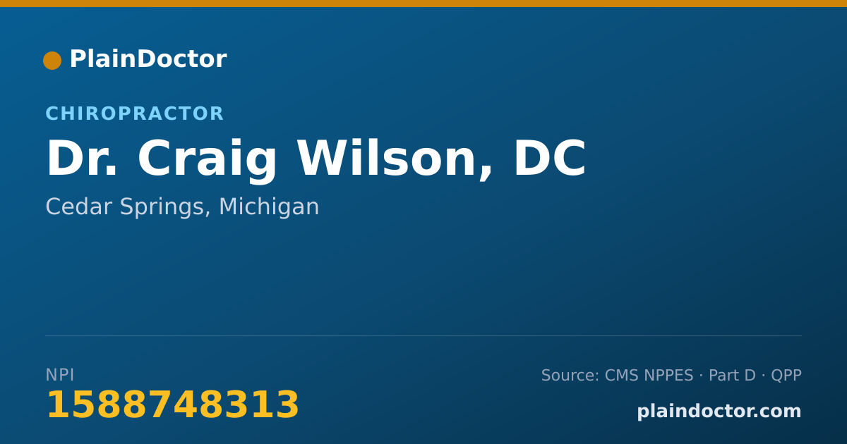 Shareable card for Craig Wilson, DC - Chiropractor, Cedar Springs, MI