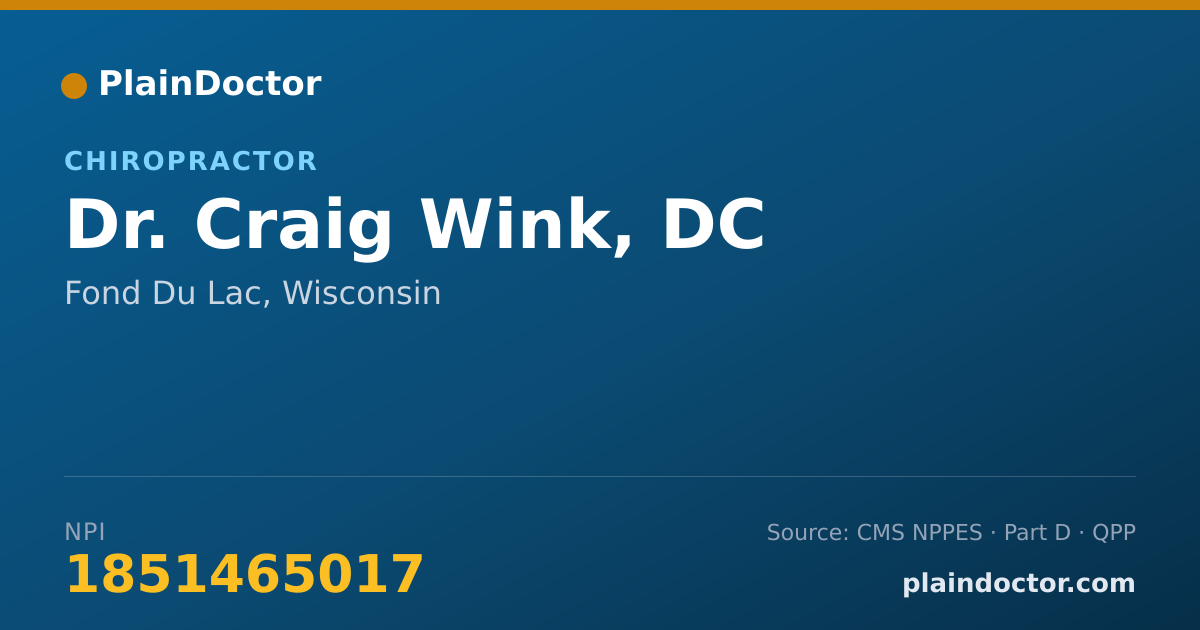 Shareable card for Craig Wink, DC - Chiropractor, Fond Du Lac, WI