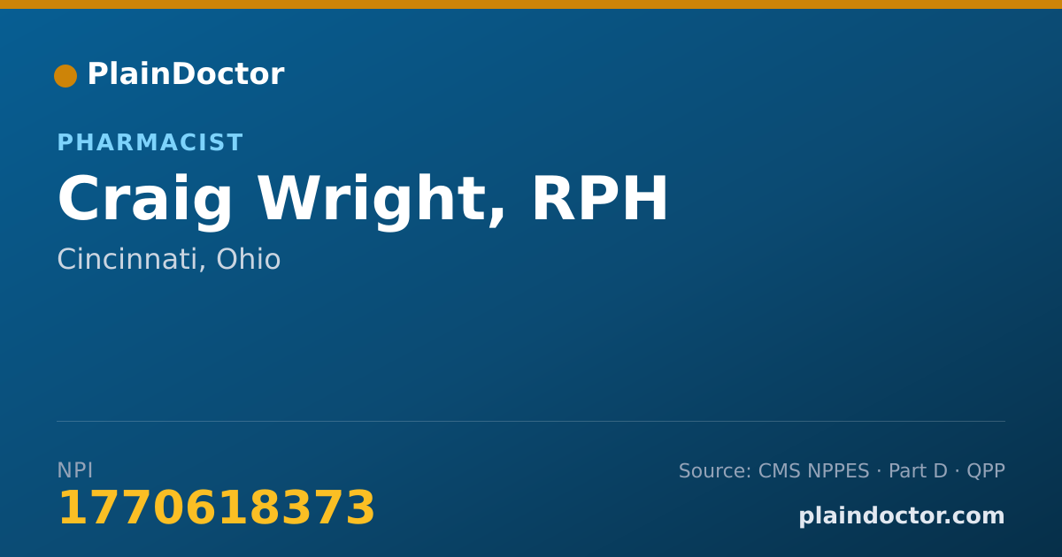 Shareable card for Craig Wright, RPH - Pharmacist, Cincinnati, OH