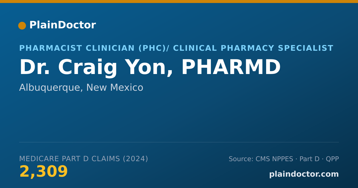 Shareable card for Craig Yon, PHARMD - Ambulatory Care Pharmacist, Albuquerque, NM