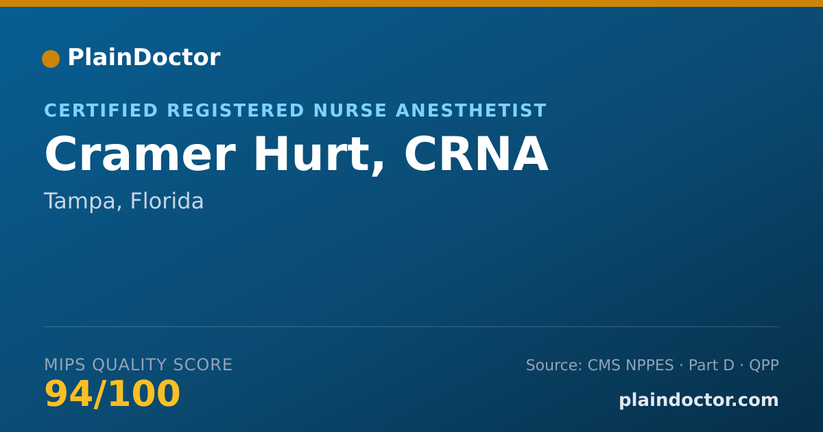 Shareable card for Cramer Hurt, CRNA - Certified Registered Nurse Anesthetist, Tampa, FL