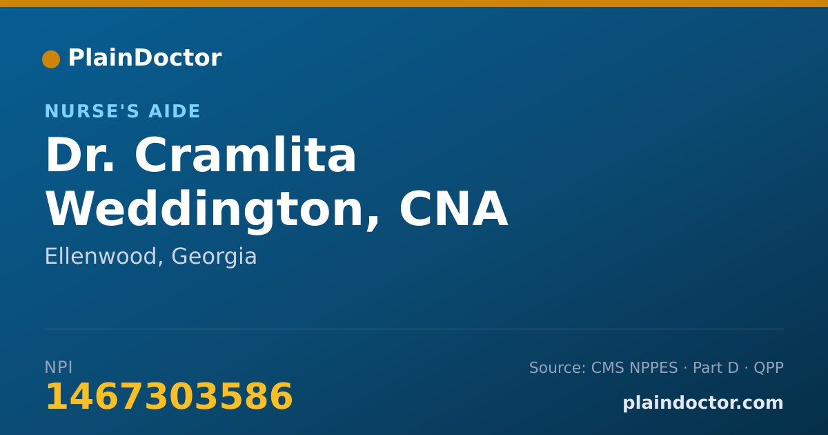 Shareable card for Cramlita Weddington, CNA - Nurse's Aide, Ellenwood, GA