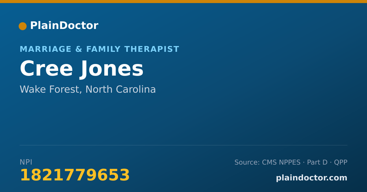 Shareable card for Cree Jones - Marriage & Family Therapist, Wake Forest, NC