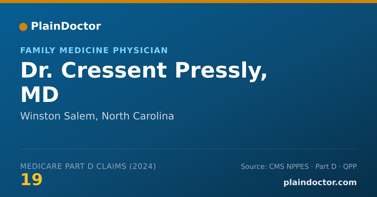 Shareable card for Cressent Pressly, MD - Family Medicine Physician, Winston Salem, NC
