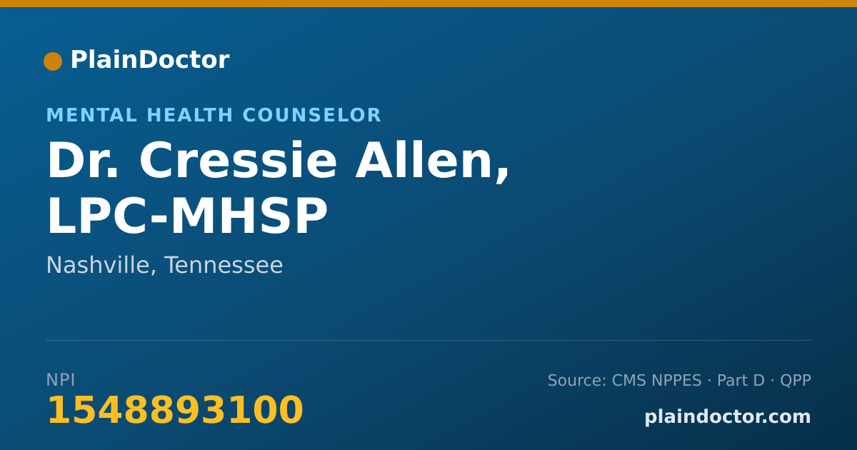 Shareable card for Cressie Allen, LPC-MHSP - Mental Health Counselor, Nashville, TN