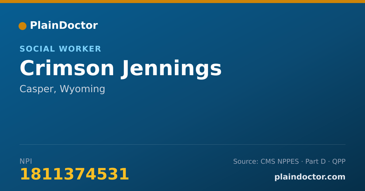 Shareable card for Crimson Jennings - Social Worker, Casper, WY