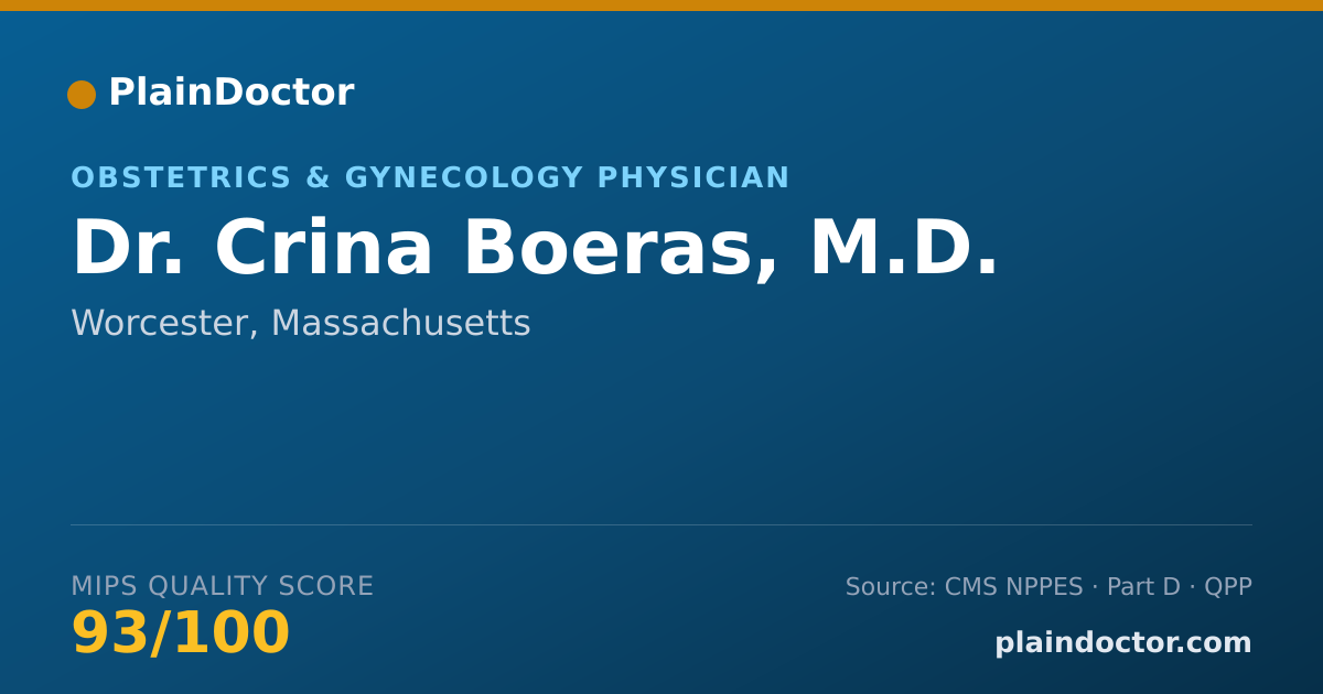 Shareable card for Crina Boeras, M.D. - Obstetrics & Gynecology Physician, Worcester, MA