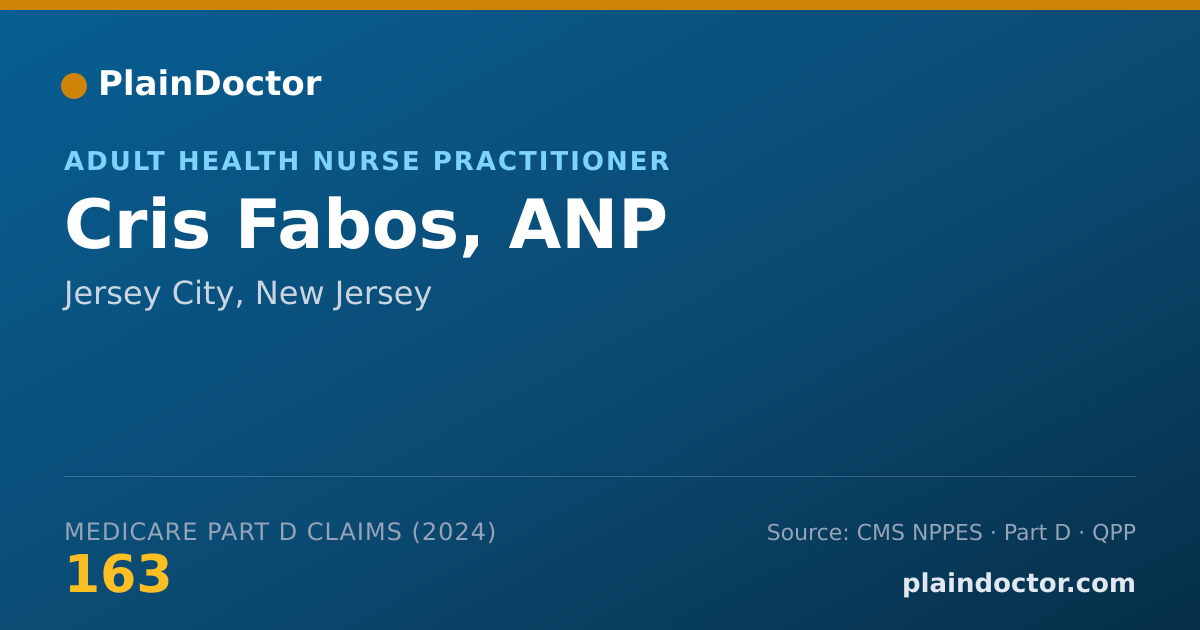 Shareable card for Cris Fabos, ANP - Adult Health Nurse Practitioner, Jersey City, NJ