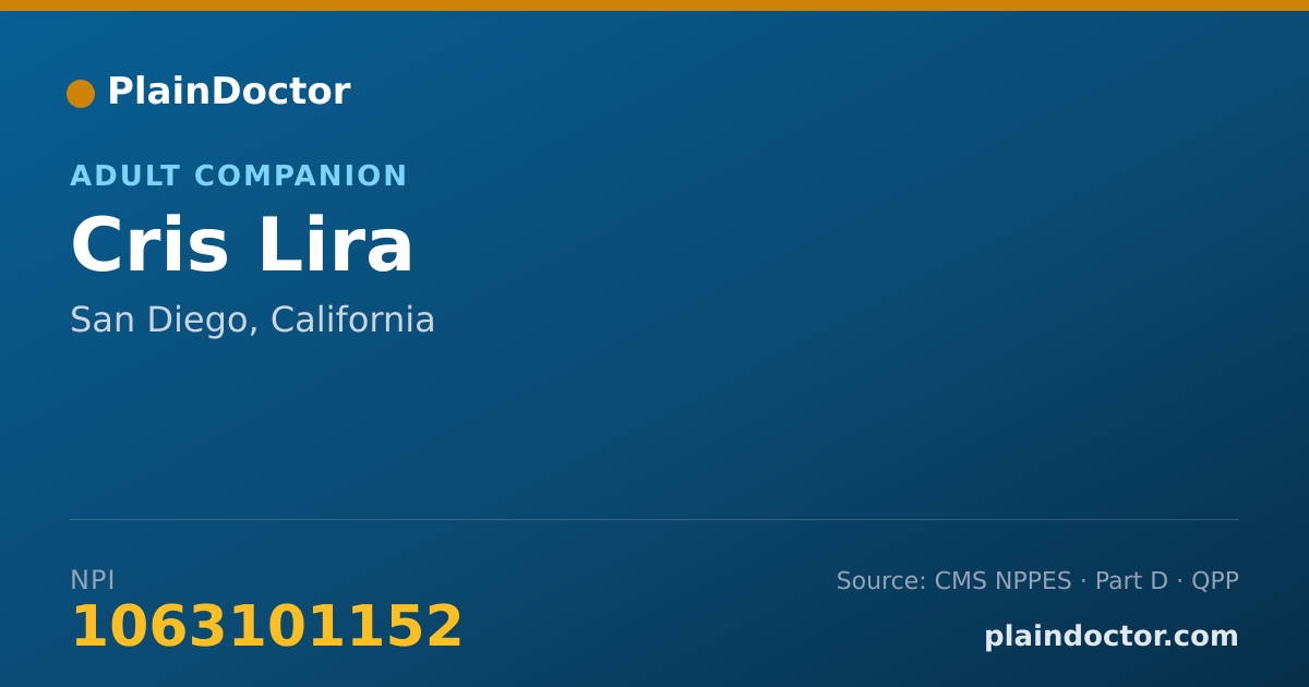 Shareable card for Cris Lira - Adult Companion, San Diego, CA