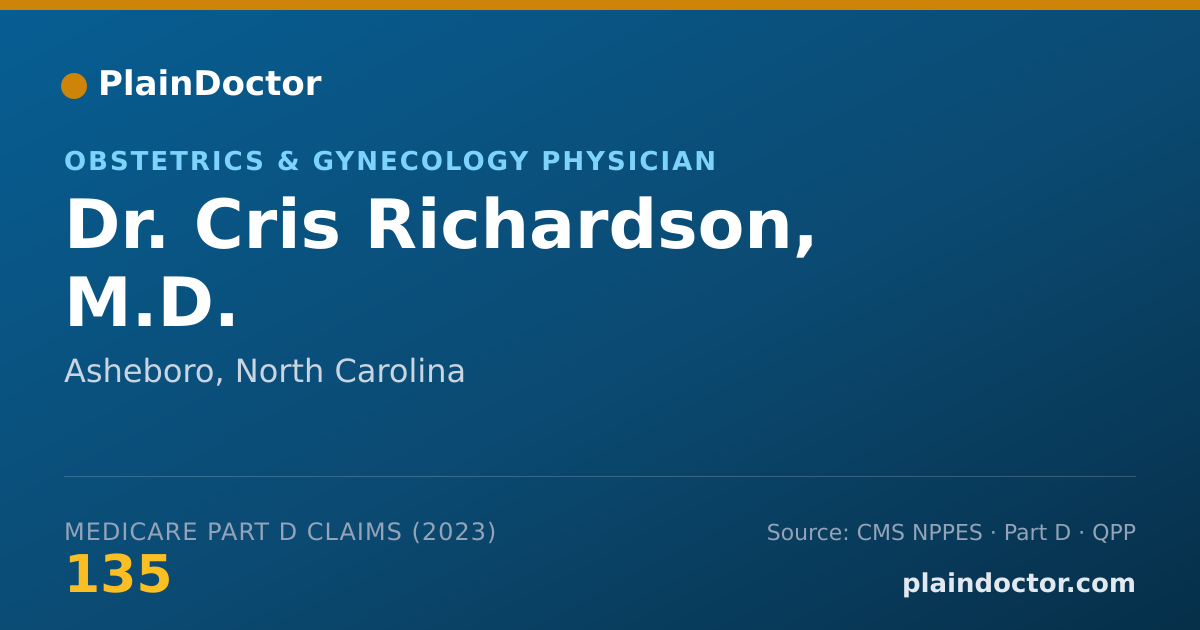 Shareable card for Cris Richardson, M.D. - Obstetrics & Gynecology Physician, Asheboro, NC