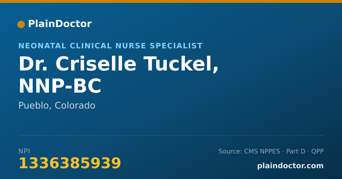 Shareable card for Criselle Tuckel, NNP-BC - Neonatal Clinical Nurse Specialist, Pueblo, CO