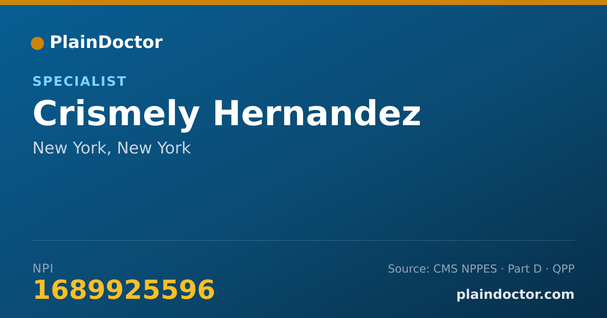 Shareable card for Crismely Hernandez - Specialist, New York, NY