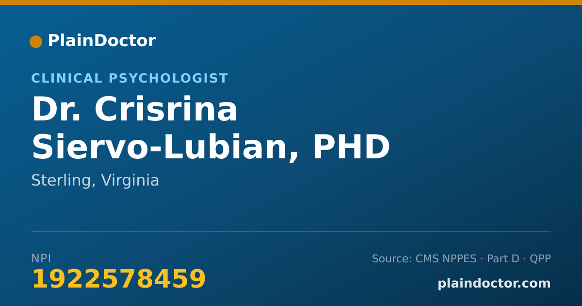 Shareable card for Crisrina Siervo-Lubian, PHD - Clinical Psychologist, Sterling, VA