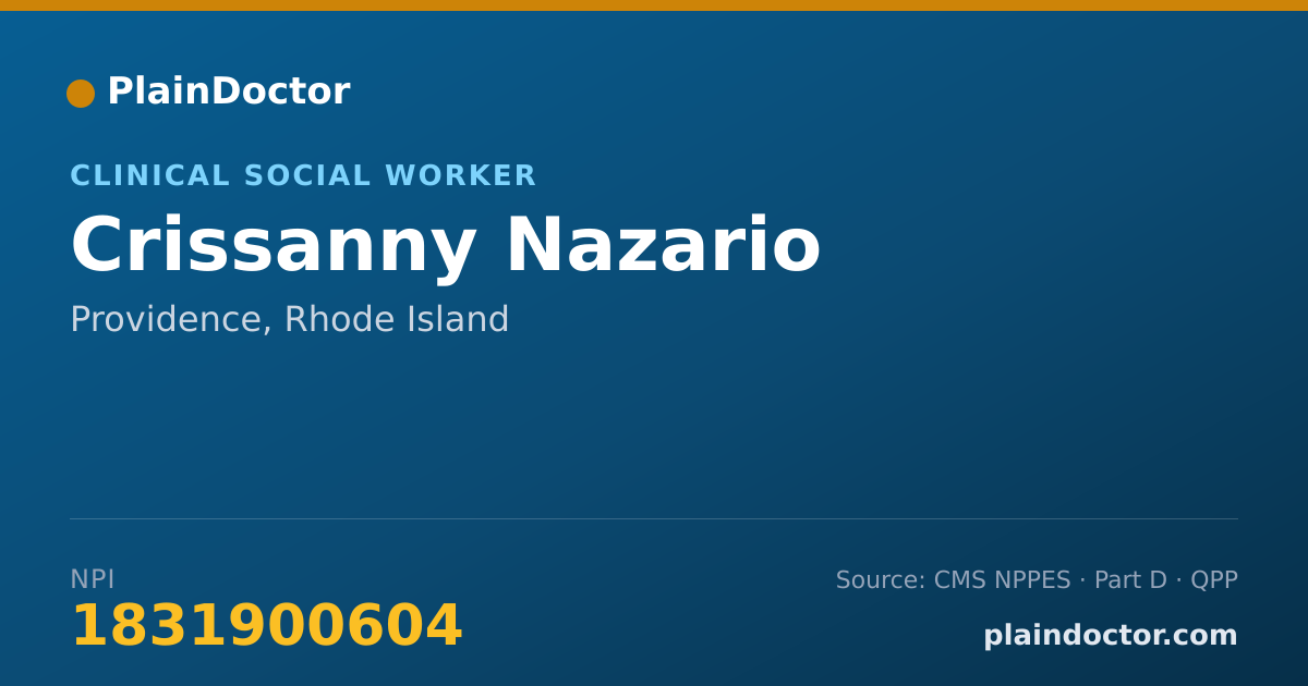 Shareable card for Crissanny Nazario - Clinical Social Worker, Providence, RI