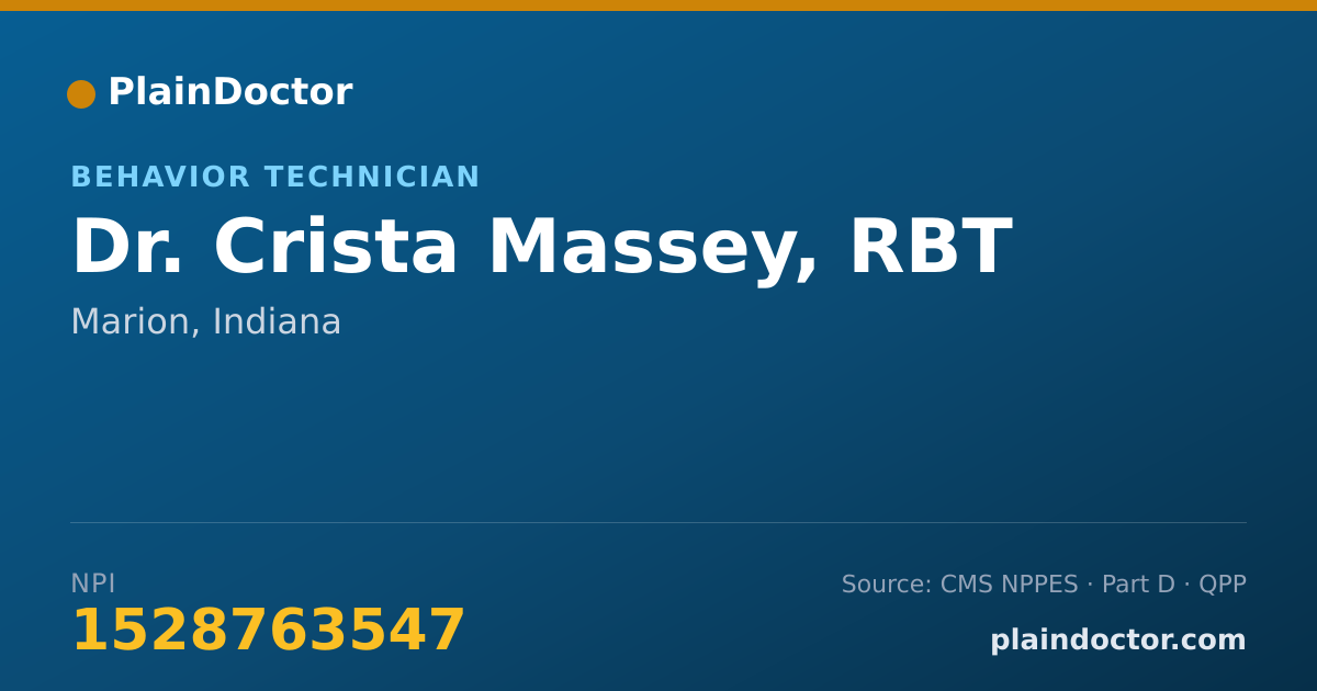 Shareable card for Crista Massey, RBT - Behavior Technician, Marion, IN